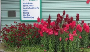 赤い花の花壇